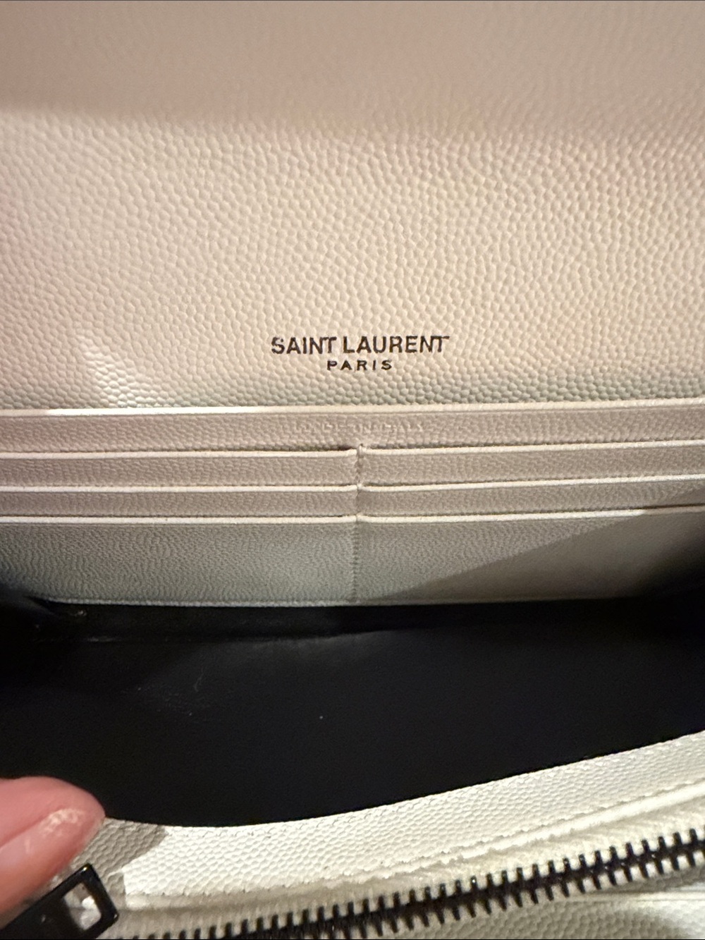 RARE YSL Saint Laurent Large Cassandre Envelope Flap Wallet – White Black Contra - Picture 8 of 15